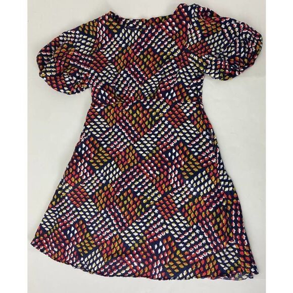 Cottagecore Maeve Floral Print Dress Blue Orange Yellow Puff Sleeve Twee Size 6 - Picture 1 of 11